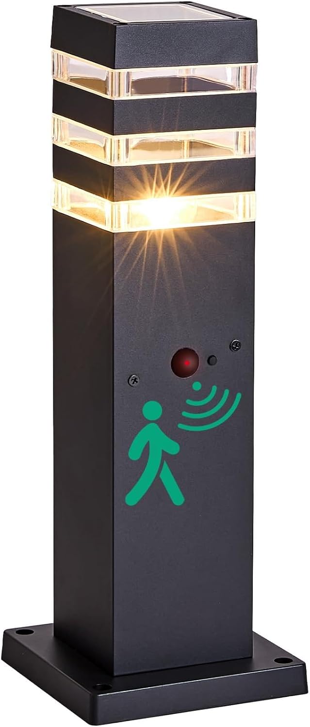 Motion Outdoor Pathway Lights Black E26 Outside Landscape Path Lamp Dusk to Dawn Exterior Floor Light Modern Landscape Sideway Lighting Waterproof Aluminum Exterior Pillar Lamp for Patio Yard Garden