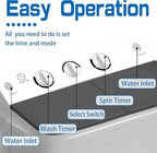 Sportpulse Mini Twin Tub 18lbs Portable Washing Machine, 11lbs Washer & 7lbs Spinner, Small Laundry Washer with Time Control for Camping, Apartments, RV (Black, 18lbs)