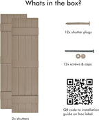 Board & Batten Vinyl Shutters (1 Pair) | 14.5"x55" (4-Board) - Coastal Sand Dune | Exterior Window Shutters | Includes Mounting Hardware | Simple Installation | Made in USA