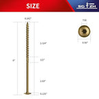 #14 x 6 Inch Lag Screws (21Pcs) 1lb. Structural Wood Screw, Bronze, Carbon Steel, Washer Head, Rust Resistant epoxy Coated, T30 Star Bit