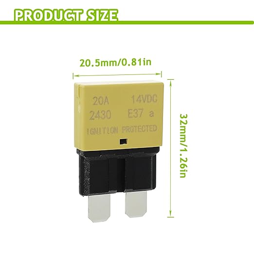 5A 10A 15A 20A 25A 30A DC 12V-14V Auto Reset Circuit Breaker ATC/ATO Low Profile T1 Mini Blade Fuses Breakers for Car Trucks Marine Boat RV Solar and More,2 Pack