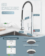 Kitchen Faucet with LED Light, Chrome Faucet with Soap Dispenser, Faucet for Kitchen Sink, Single Handle Stainless Steel Kitchen Sink Faucets with Pull Down Sprayer, Camper Farmhouse RV