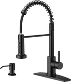 FORIOUS Kitchen Faucets with Sprayer, Stainless Steel Bar Sink Faucet Single Handle with Deck Plate, Commercial Pull Out Faucet for Kitchen Sink, Marine Boat Deck, Laundry Bar RV Camper