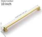 10 Pack 10 Inch(254mm) Hole Center Brushed Gold Modern Cabinet Pulls Kitchen Cabinet Handles Kitchen Cabinet Hardware Timeless Drawer Pulls for Dresser Cupboard Wardrobe, B-Gold(10x10)