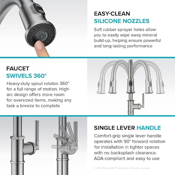 KRAUS® Allyn™ Traditional Industrial Pull-Down Single Handle Kitchen Faucet in Spot-Free Stainless Steel, KPF-4100SFS