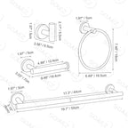 Matte Black Towel Bar Set Bathroom Hardware Set, 4-Piece Towel Holder Set for Bathroom SUS304 Stainless Steel Bathroom Accessory Set 19.68 in