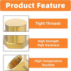 GASHER 3/4"NPT Brass Pipe Cap, NPT Female Thread Socket Pipe End Cap Plugs Fitting 2PCS