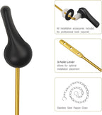 Toilet Handle Replacement Kit, 2-Pack Toilet Lever Flush Handle, Toilet Flusher Handle Lever with Stainless Steel Flapper Chain, Front Mount Toilet Trip Levers Fit for Most Toilet Tanks, Matte Black