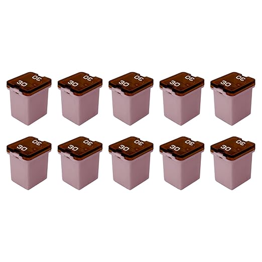 30 Amp J-Case Low Profile (Mini) Fuse 16mm for Pickup Trucks, Cars and SUVs (30A, 10 Pack)