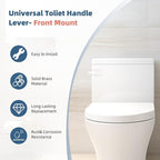 Universal White Metal Toilet Handle Replacement, Front Mount Toilet Flush Trip Lever Compatible with American Standard/Mansfield/TOTO/Kohler Toilets, Stainless Steel Flapper Chain