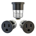 3 Pack, Light Socket to Plug Adapter, Light Bulb Socket Convert to Outlet Adapter (Black).