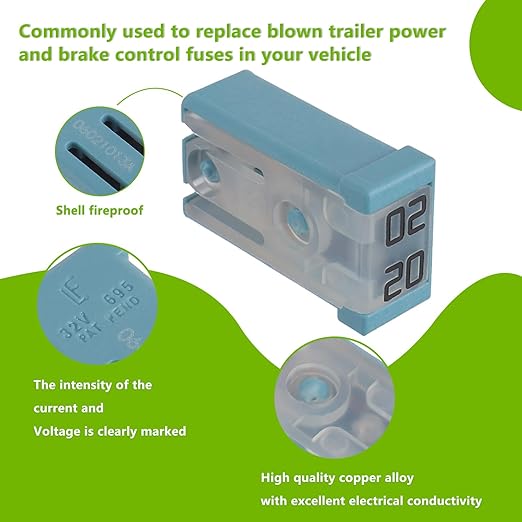 20A 32V Mini Slotted Automotive MCASE Shaped Cartridge Fuse Kit(Pack of 6pcs,20A)