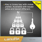 LanuBe Lock Laminated keyed Padlock (1-9/16", 40mm), keyed Alike Locks, Normal Shackle,Marked Yellow Plastic Hoop, Pack of 48