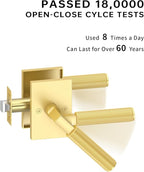 Asidrama 6 Pack Brushed Gold Passage Door Handles, Door Lever with Door Knobs Indoor for Bedroom or Bathroom, Heavy Duty Door Handles Interior with Locks for Left Right Sided Doors