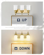 3-Light Bathroom Light Fixture, HWH Modern Vanity Light, Brushed Gold Wall Light Over Mirror, Frosted White Bell-Shaped Glass, 5HZG106B-3W BG