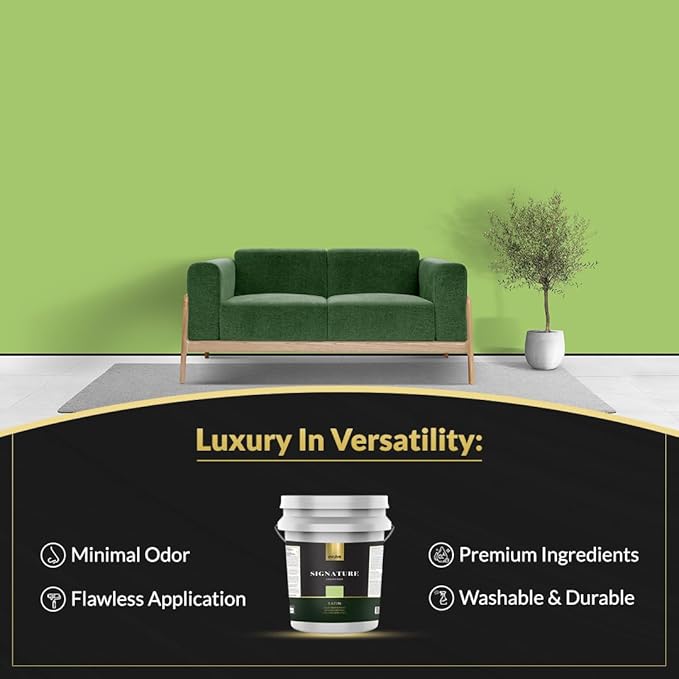 EVOLVE Signature Paint & Primer: Luxury Paint & Primer for Indoor & Outdoor Surfaces, Minimal Odor, Satin Sheen (Guacamole Green, 5 Gallon)