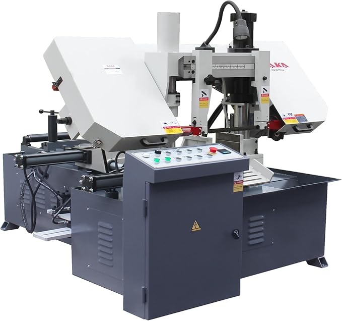 KAKA Industrial Double Column Band Saw 11 Inch Capacity Hydraulic Downfeed Variable Speed Automatic Horizontal Bandsaw for Metal Cutting 220V 3PH TBK-11B