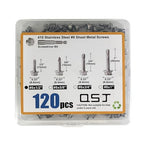 QSJ 120PCS #8 x 1/2'' Sheet Metal Screws 410 Stainless Steel Hex Washer Head Fast Self Tapping Screws with Screwdriver Bit Silver
