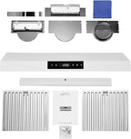 Hauslane Range Hood 30 Inch - Under Cabinet Range Hood 30" Matte White Kitchen Hood, Vent Hood 30 Inches, Stove Vent Hood for Kitchen, Vent Hoods 30 Inch with LED - Chef Series PS18