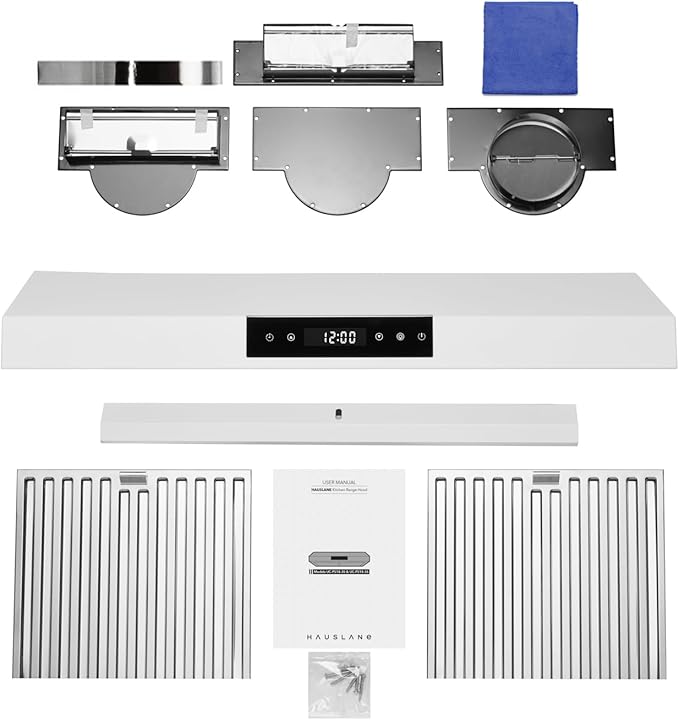 Hauslane Range Hood 30 Inch - Under Cabinet Range Hood 30" Matte White Kitchen Hood, Vent Hood 30 Inches, Stove Vent Hood for Kitchen, Vent Hoods 30 Inch with LED - Chef Series PS18