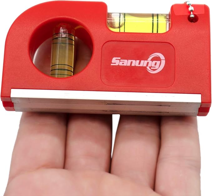 Sanung 2 Pieces Mini Magnetic Horizontal Vertical Pockets Spirit Levels with Keychain Magnetic Pocket Levels with Storage Bag Magnet Spirit Bubble Leveler for Determining Horizontal Vertical Plane