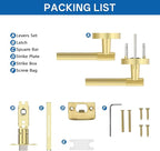 Amerdeco 10 Pack Brushed Gold Door Handles Interior, Knurled Privacy Door Handles with Lock,Gold Door Lever for Bedroom or Bathroom,Reversible Keyless for Left Right Handed Doors AM0027