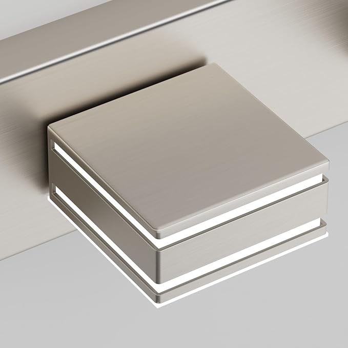 Ralbay 24inch Brushed Nickel Bathroom Vanity Lights 3-Light Metal Acrylic LED Modern Bathroom Wall Lighting Fixtures