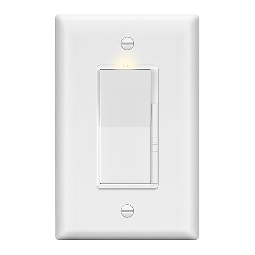LIDER Dimmer Paddle Switch for Dimmable 300W LED/CFL Lights, 1-Pole or 3-Way, 120 V, Modern Upgrade, UL Listed, Wall Plate Included, White