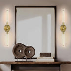 Brass Hardwired Wall Sconces, 30" Bathroom Wall Sconce, Gold Wall Sconce Double Lights , 30" Knurled Linear Wall Light, Sconces Wall Lighting Glass, Vanity Light for Bathroom, Living Room, Bedroom