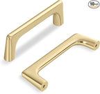 10 Pack 3 Inch(76mm) Hole Center Modern Brushed Gold Cabinet Pull Handle Timeless Vanity Drawer Pull Handle Classic Cabinet Hardware for Kitchen Dresser Bathroom, Screws Included, B-Gold(3x10)
