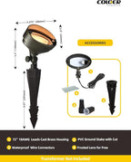 COLOER Die-cast Brass Landscape Wall Wash Lighting,9-17 Volt Low Voltage Flood Lights,Outdoor LED Floodlight Fixture for Illuminating Signs, Walls and Plant Material(501B,6-Pack Without Bulb)