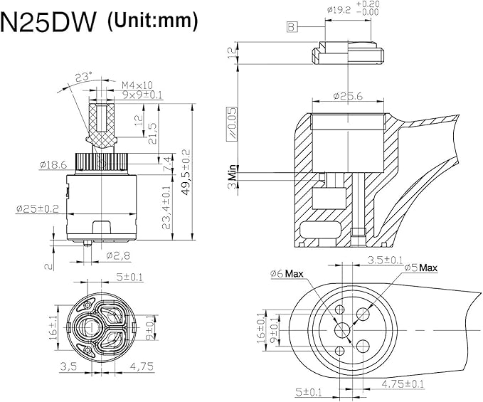 25mm Kohler K-GP1093674 Faucet Cartridge Replacement, CUPC Certified, Single Handle Faucet Valve for Plumbers Emporium A507906N Cartridge Sub Assembly, N25DW, N25D Valve Kit