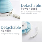 Ultrathin Upgraded Food Grade Silicone Travel Foldable Electric Kettle Boil Dry Protection Portable with Dual Voltage and Separable Power Cord,555ML 110-220V US Plug