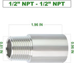TAISHER 2PCS Stainless Steel Pipe Fittings, 1/2" NPT Male x 1/2" NPT Female Threaded, 2" Length Nipple Cast Pipe