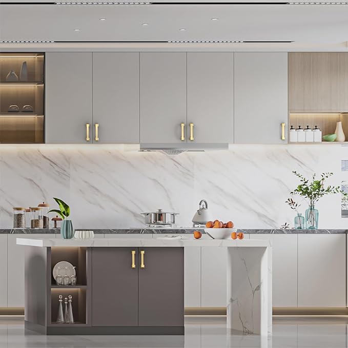 Asidrama 10 Pack 3.75 Inch(96mm) Brushed Gold Kitchen Cabinet Handles, Cabinet Pulls Kitchen Cabinet Hardware for Cupboard Drawer Pulls