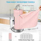 AIDEA Microfiber Cleaning Cloth Roll, 50PK, Tear Away Reusable Paper Towels Pink, Commercial Shop Rags, Microfiber Towels for Cars, Lint Free Cleaning Rags for House, Kitchen, Garage Shop, 11.5"×11.5"