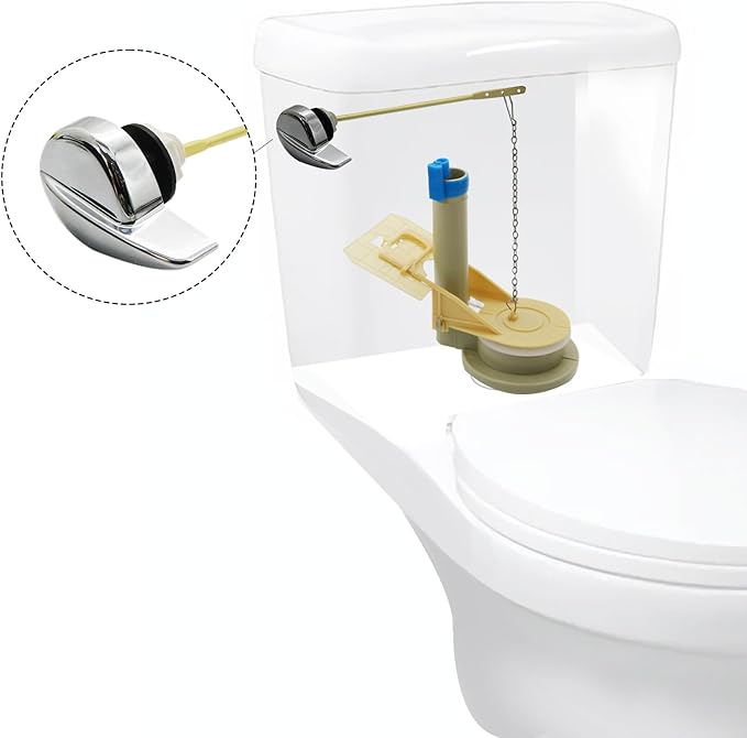 Toilet Flush Valve & WC Lever Replacement Parts,Side Mount Flush Handle Kit,9.8-Inch Solid Copper Rod with Chain,Compatible with 3-Inch One-Piece Toilets,TOTO THU Series Tank Repair Parts
