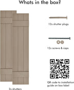 Board & Batten Vinyl Shutters (1 Pair) | 11"x43" (3-Board) - Coastal Sand Dune | Exterior Window Shutters | Includes Mounting Hardware | Simple Installation | Made in USA