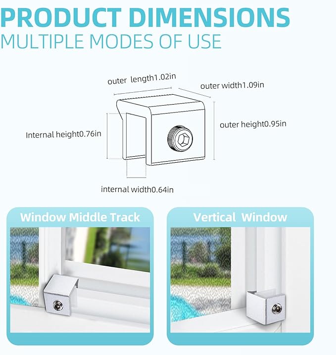 Window Locks for Up and Down Windows 4 Pack Window Stopper Sliding Window Lock for Vertical Horizontal Sliding Windows Doors with Key Aluminum Window Security Locks Child Proof(Silver Small)