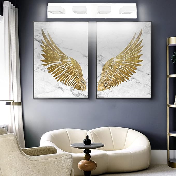 Ralbay 4 Lights Adjustable Acrylic Chrome Modern LED Bathroom Vanity Lights Over Mirror (Natural White Light)