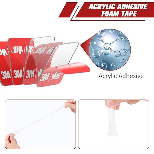 3M Double Sided Adhesive Pads Heavy Duty VHB 2" x 2" 0.02in Thick 20 PCS Clear 4905 Square Sticky Mounting Strong Adhesive Waterproof Foam Tape for Home Office Car Deco