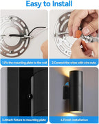 KIZON Modern Outdoor Wall Lights with Dusk to Dawn Sensor, Cylinder Outdoor Light Fixture Wall Mount with Matte Black Finish, Outside Sconce Lights for House Porch with Bulbs Included, ETL Listed