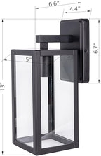 LIT-PaTH Outdoor Wall Lantern, Wall Sconce as Porch Lighting Fixture, E26 Medium Base Max 60W, Anti-Rust Metal with Glass Shade, Black, 1-Pack