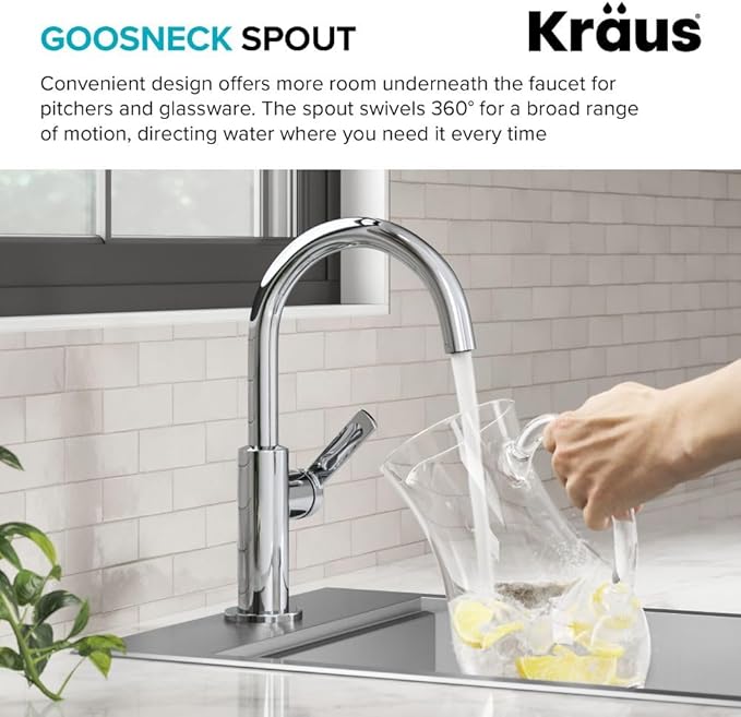 Kraus Oletto Single Handle Kitchen Bar Faucet in Chrome, Kitchen Sink Faucets, KPF-2822CH