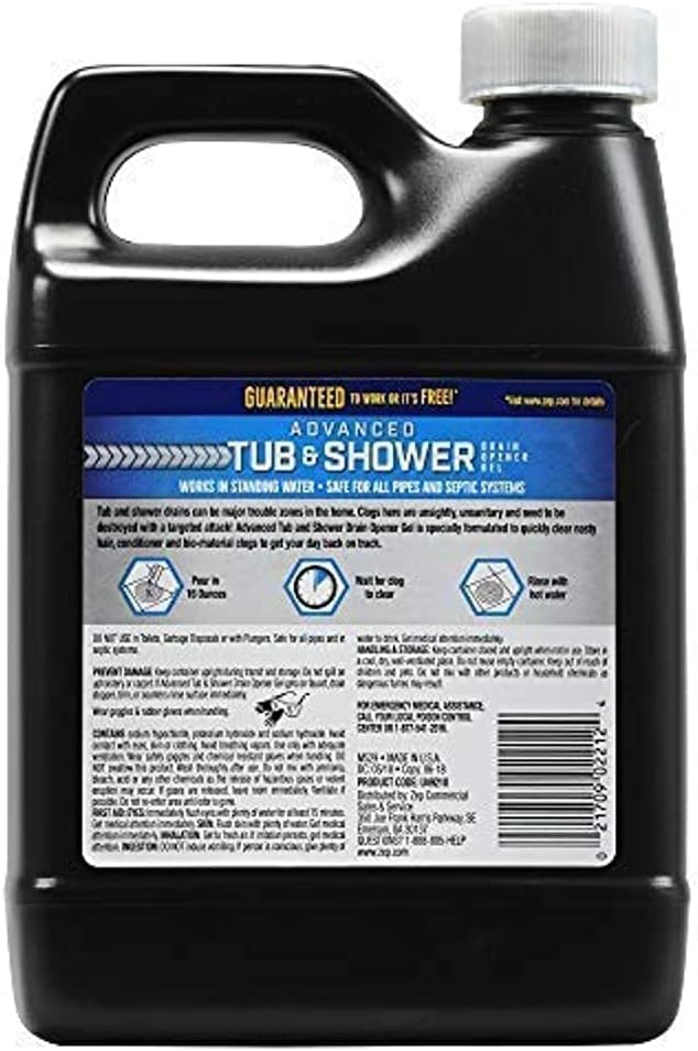 Zep Advanced Tub and Shower Drain Opener Gel - 32 Ounce - U49210 - Formulated for Hair, Soap and Conditioner