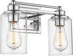 Bathroom Light Fixtures, HWH 2-Light Vanity Wall Sconce Lamp, Modern Chrome Vanity Light with Clear Glass Shade, 5HLT63B-2W CH