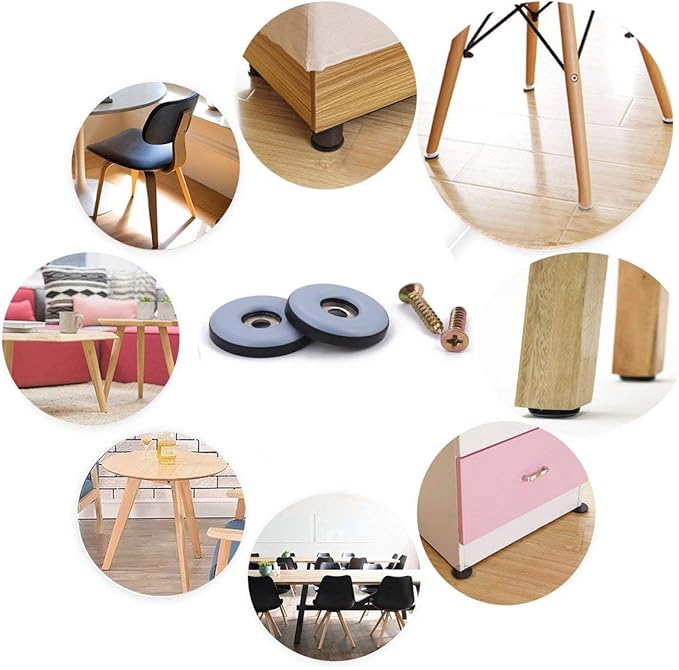 1" Screw on Furniture Glides Sliders-Furnigear PTFE (Teflon) Chair Leg Movers Sliders for Carpet and Hardwood Surface - Move Your Furniture Easy & Safely - Best Floor Protector (40pack)