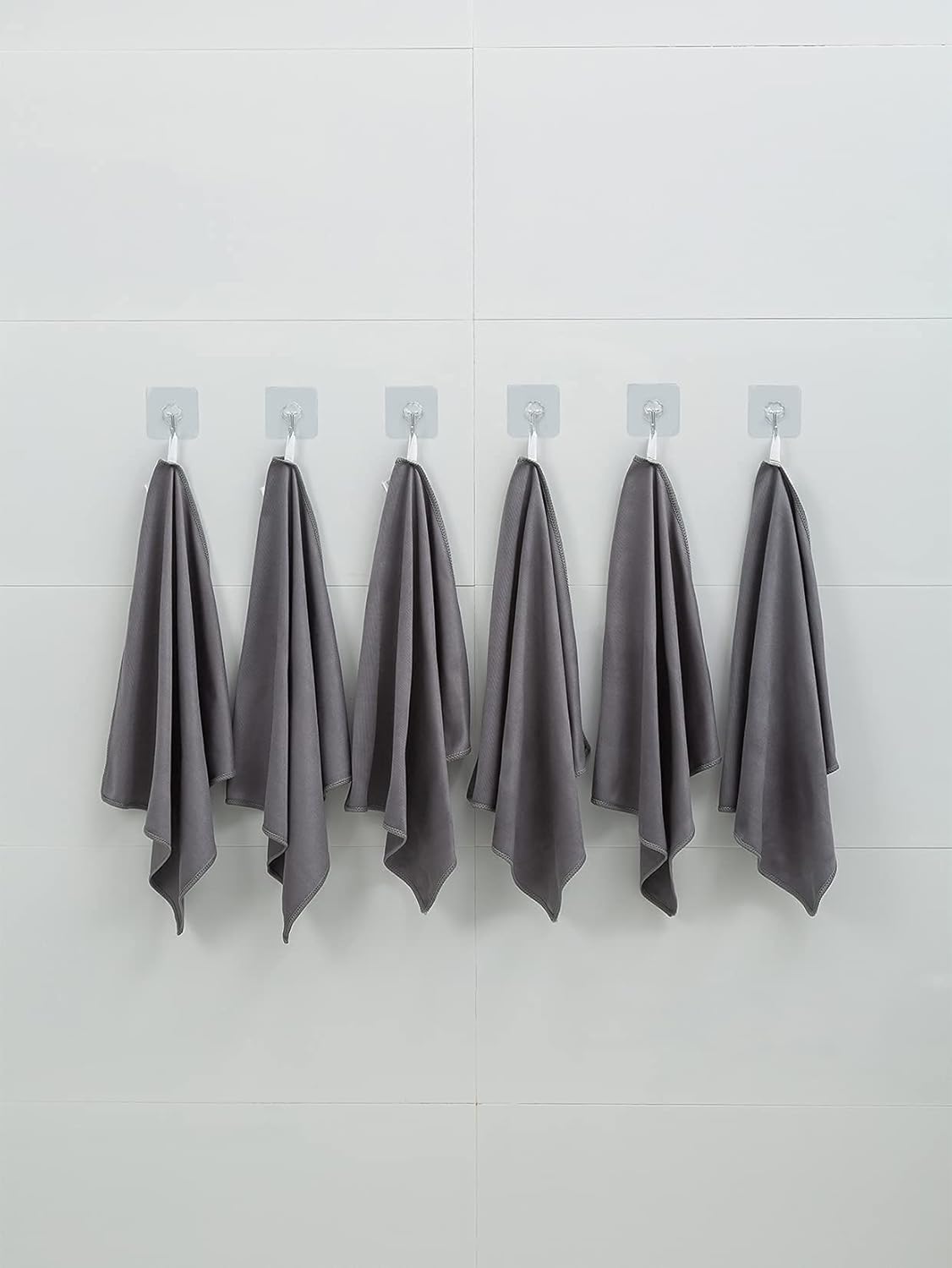 6 Pack Microfiber Glass Cleaning Cloth, 16 Inch X 16 Inch, Lint Free Quickly Clean Window, Glasses, Windshields, Mirrors, and Stainless Steel, Grey