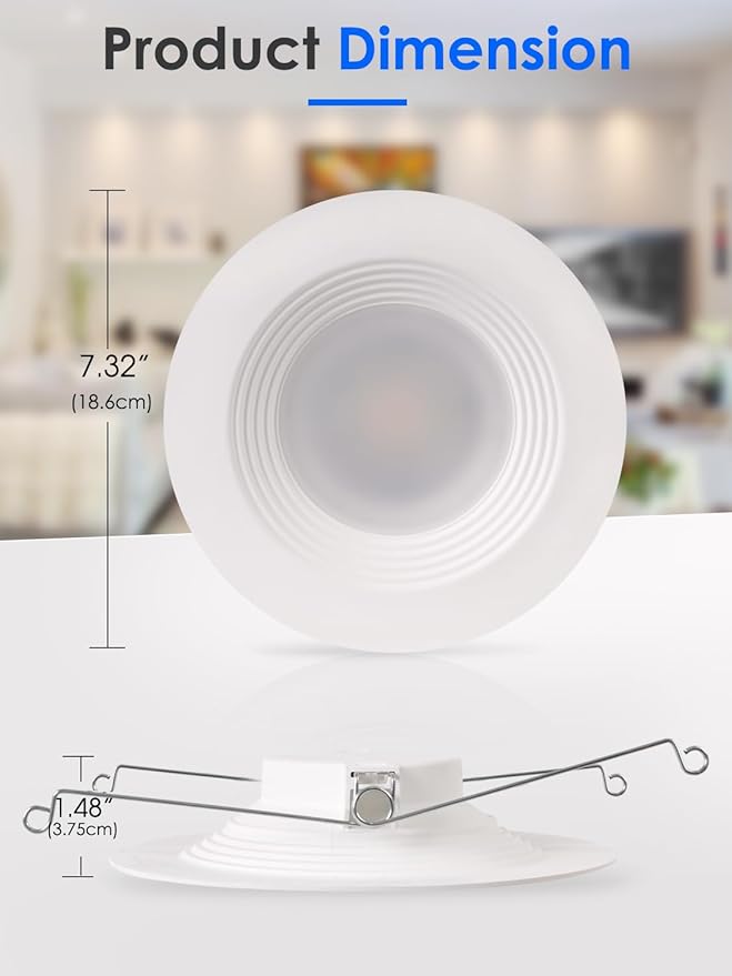 Energetic 24 Pack 5/6 Inch 5CCT Retrofit Recessed Ceiling Lighting, LED Can Lights, Dimmable Downlight, 12.5W, Equivalent 100W, 2700K/3000K/4000K/5000K/6500K Selectable, Damp Rated, Baffle Trim, ETL