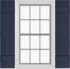 Board & Batten Vinyl Shutters (1 Pair) | 11"x55" (3-Board) - Navy Night Sky | Exterior Window Shutters | Includes Mounting Hardware | Simple Installation | Made in USA